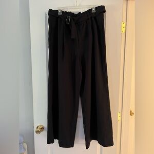 Ann Taylor High Rise Wide Leg Belted Pants Black XL NWT